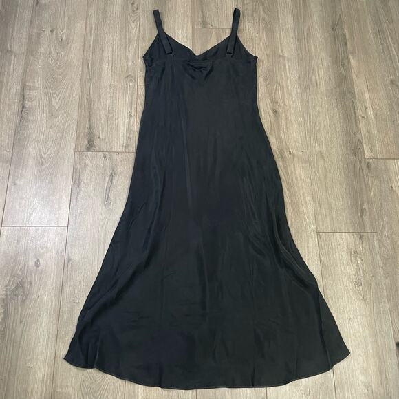 J Crew Gwyneth V-Neck Slip Cupro Blend Black Party Dress US Womens 14 NEW - Picture 4 of 7